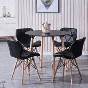 Happyment Moderne Eetkamerstoelen - Set van 8 - Zwart - Woonkamerstoelen - Keukenstoelen - Kuipstoel - Zithoogte 38cm