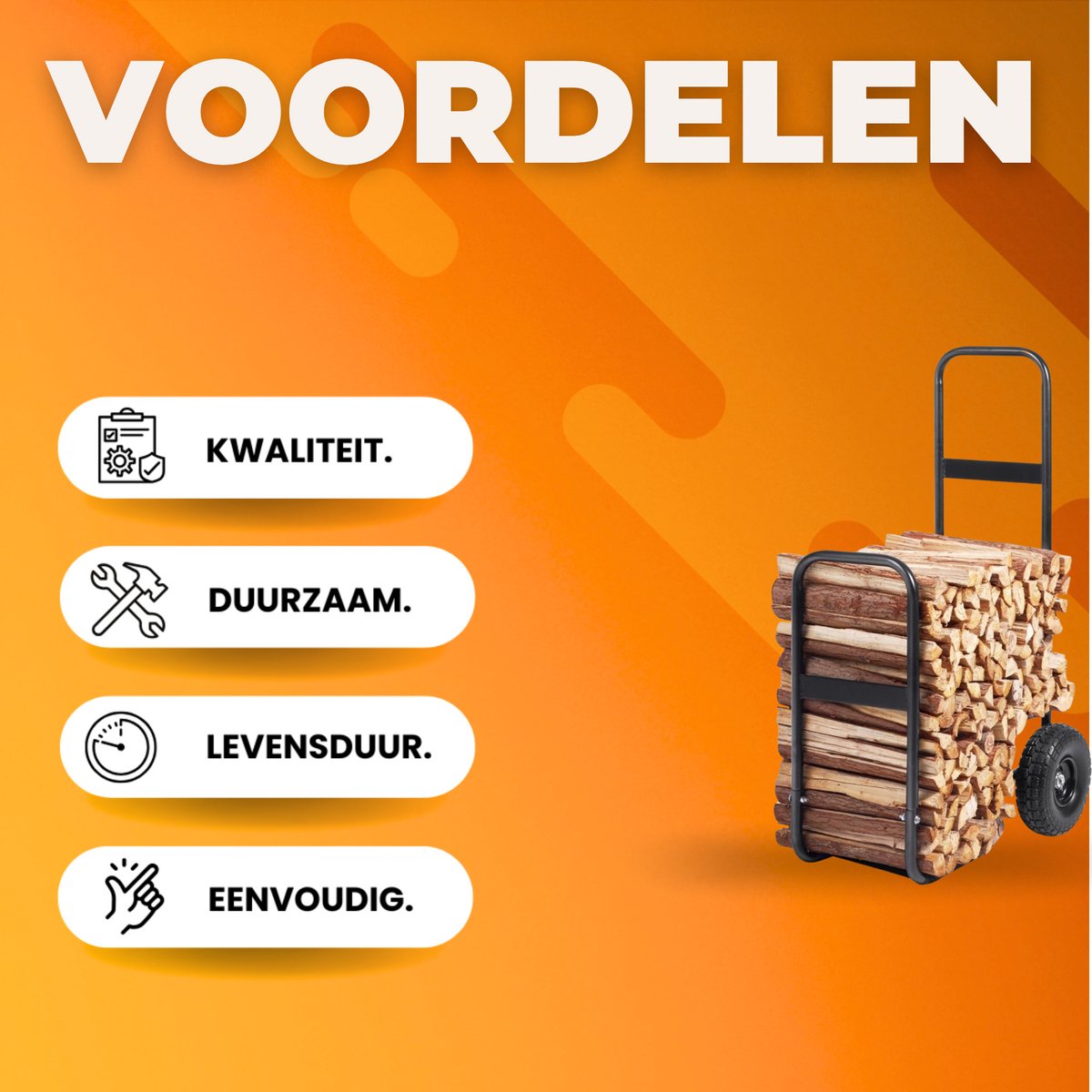 Brandhoutkar - Houtkar - Brandhoutwagen op wielen - Houtwagen 266cm - Opslag