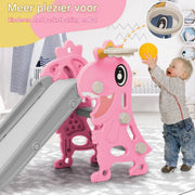 Kinderglijbaan 3 in 1 - Met Basketbalring - Verstelbaar - Speeltoestel - Losse glijbaan - Voor binnen en buiten - Blauw