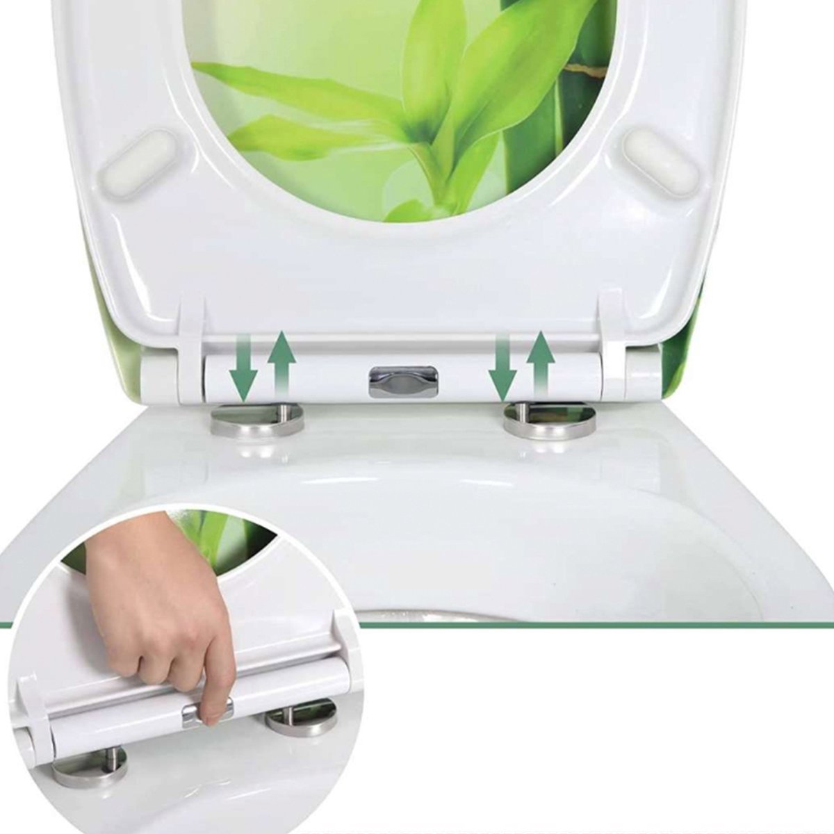 Happyment Antibacteriële Toiletbril Bamboe groen - Met Softclose - Universeel - Toiletbrillen - WC Bril - Toiletzitting