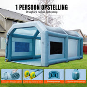 Opblaasbare spuitcabine - incl. lucht filtersysteem - Verfspuit tent – 5 x 2,2 x 2,1 m - 480W/750W Anti-Spray - Airbrush - Spray booth - Opvouwbaar