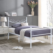 Happyment Metalen bedframe - 2 persoons twijfelaar - 140 x 200cm - Incl. lattenbodem - Wit