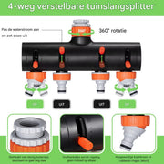 Tuinslangadapter - Aansluit 4-set - Tuinspuit - Aansluitset - Slangsplitter met Klep voor Buitenirrigatie - Aluminiumlegering & ABS Connectoradapter