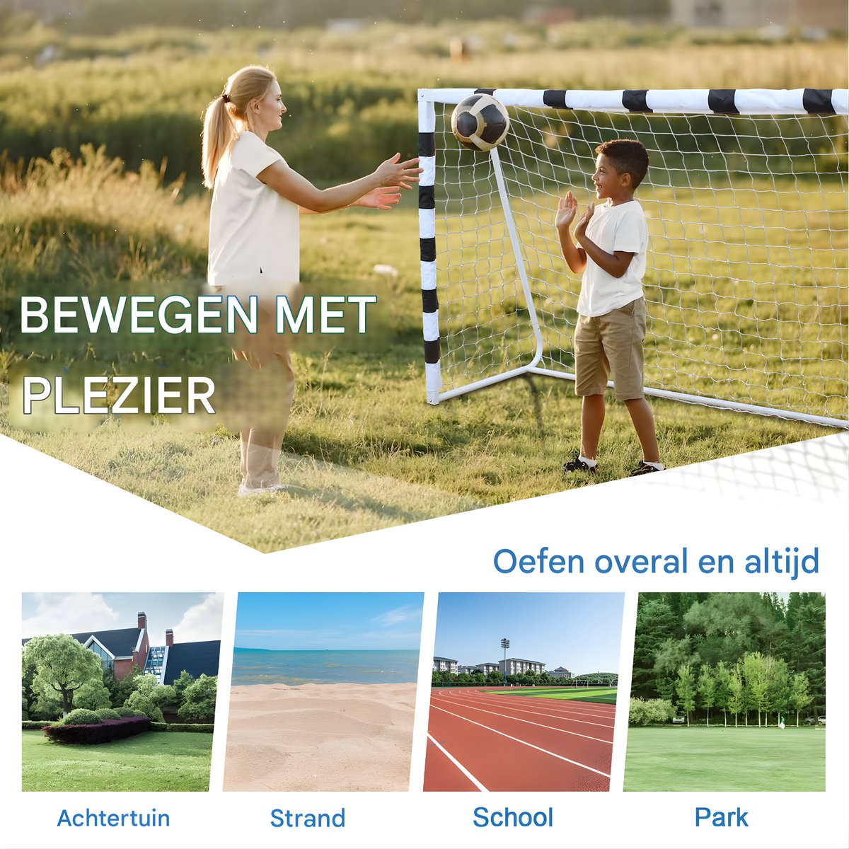 Opvouwbaar Voetbaldoel - Voetbalgoal - Voor Kinderen - Buitenspeelgoed - 305 X 201 cm - Zwart
