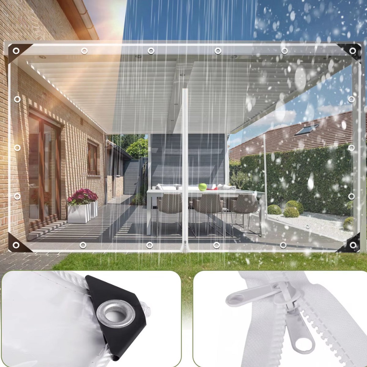 Opulence Transparant PVC zeildoek - Waterdicht - Dekzeil - Veranda - Overkapping - Wind - 300x300cm
