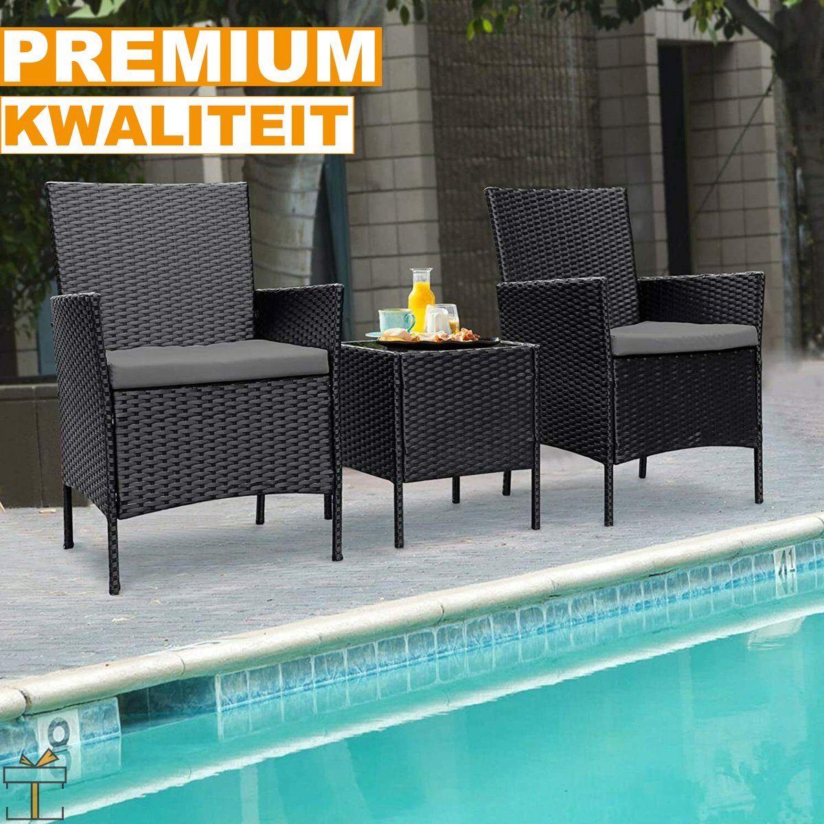Tuinset - 2 Persoons - Loungeset - Wasbare Kussens - Tuintafel en stoelen