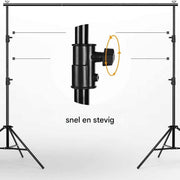 Achtergrondsysteem voor Fotostudio - Achtergrondstandaard - Achtergronddoek standaard - 3x2,6 m - In hoogte verstelbaar - Aluminium Zwart