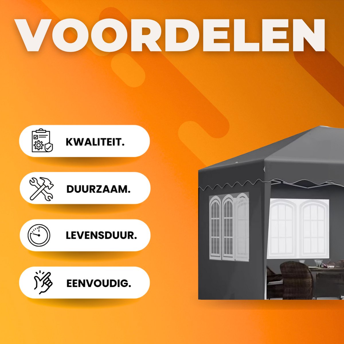 Luxe partytent - Opvouwbaar - Met zijwanden - Zwart - 300x600cm - Easy up - Paviljoen - Waterdicht weerbestendig - In hoogte verstelbaar