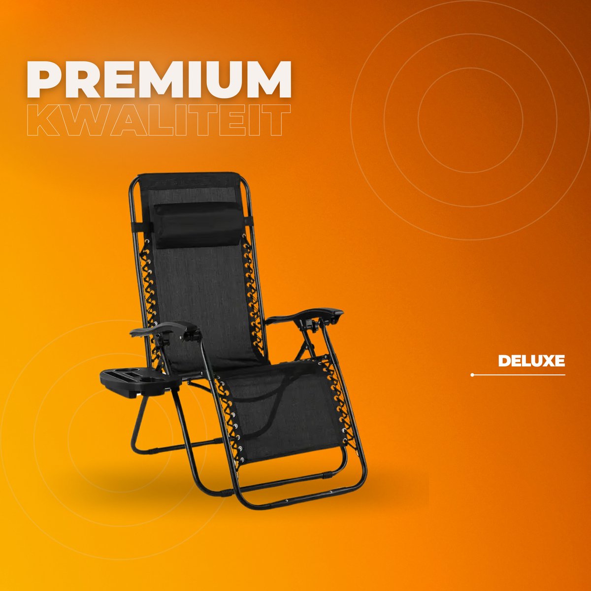 Opvouwbare stoel verstelbare stalen gaas - Zero Gravity lounge stoel - Fauteuils met kussens en bekerhouder - Zwart - 2 Stuks