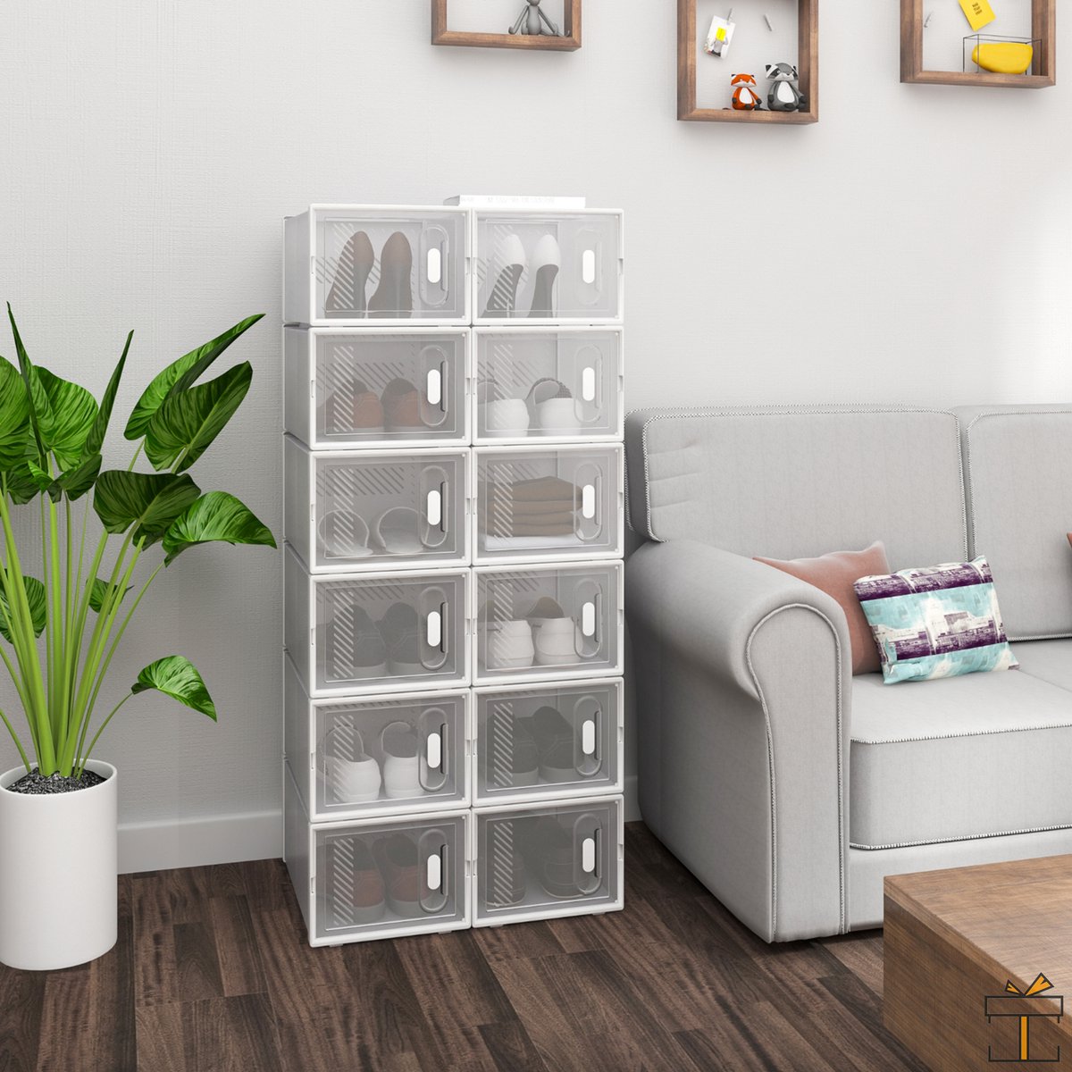 Happyment Schoenenbox PRO - 12 stuks - Transparant - Sneakerbox - Schoenendoos - Opbergsysteem - Opbergbox