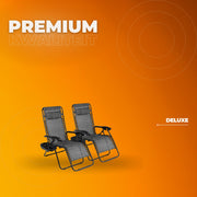 Opvouwbare stoel verstelbare stalen gaas - Zero Gravity lounge stoel - Fauteuils met kussens en bekerhouder - Grijs - 2 stuks