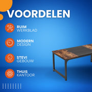 Modern Computerbureau - Vintage zwart - Voor Thuiswerkplek of Kantoor - Bureau - 180cm