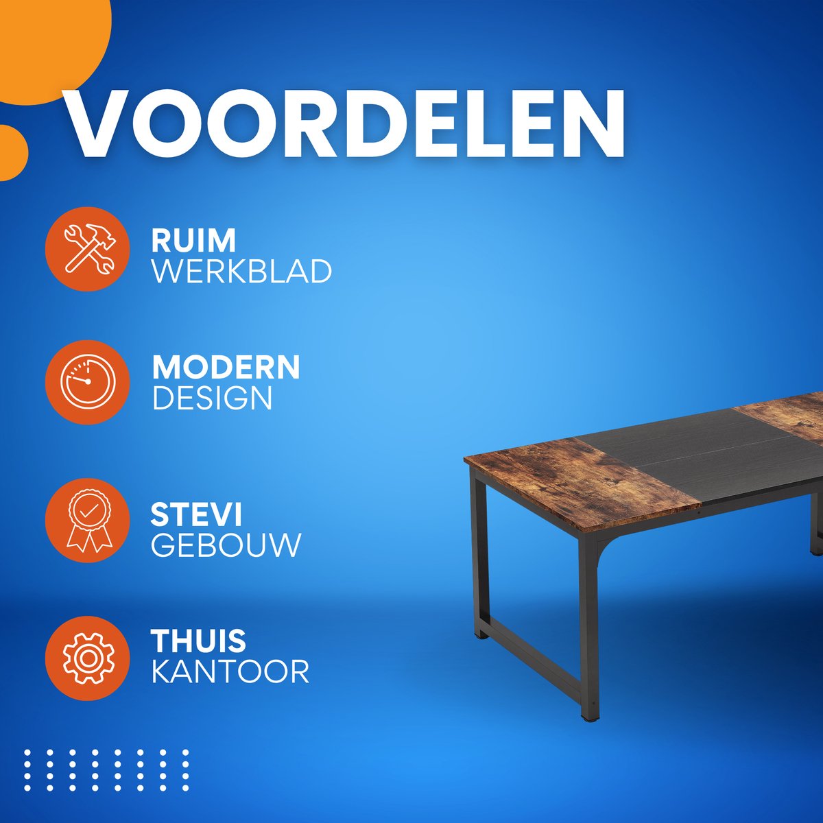 Modern Computerbureau - Vintage zwart - Voor Thuiswerkplek of Kantoor - Bureau - 180cm