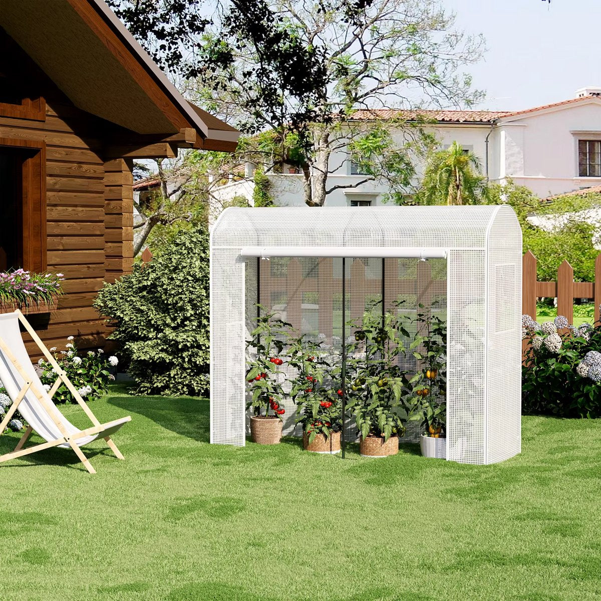 Winterproof kas - 170x68x200 cm folietunnel voor tomatenkweek - Landbouwhuis met deur en 2 ramen