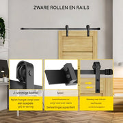 Schuifdeursystemen - 396cm - Schuifdeur rails - Schuifdeursysteem - Railsysteem - Koolstofstaal Staldeurkit