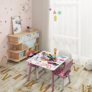 Happyment Kindertafel en 2 Stoeltjes - Kindermeubel - Speeltafel - kinderbureau - Roze