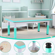 Kindertafel Zyrell en 4 Stoelenset - Voor Peuters en Jonge Kinderen - Verstelbare Tafelset voor Spelen, Studeren & Tekenen - Duurzaam Kunststof in Neutrale Kleuren - Groen - 120x60cm
