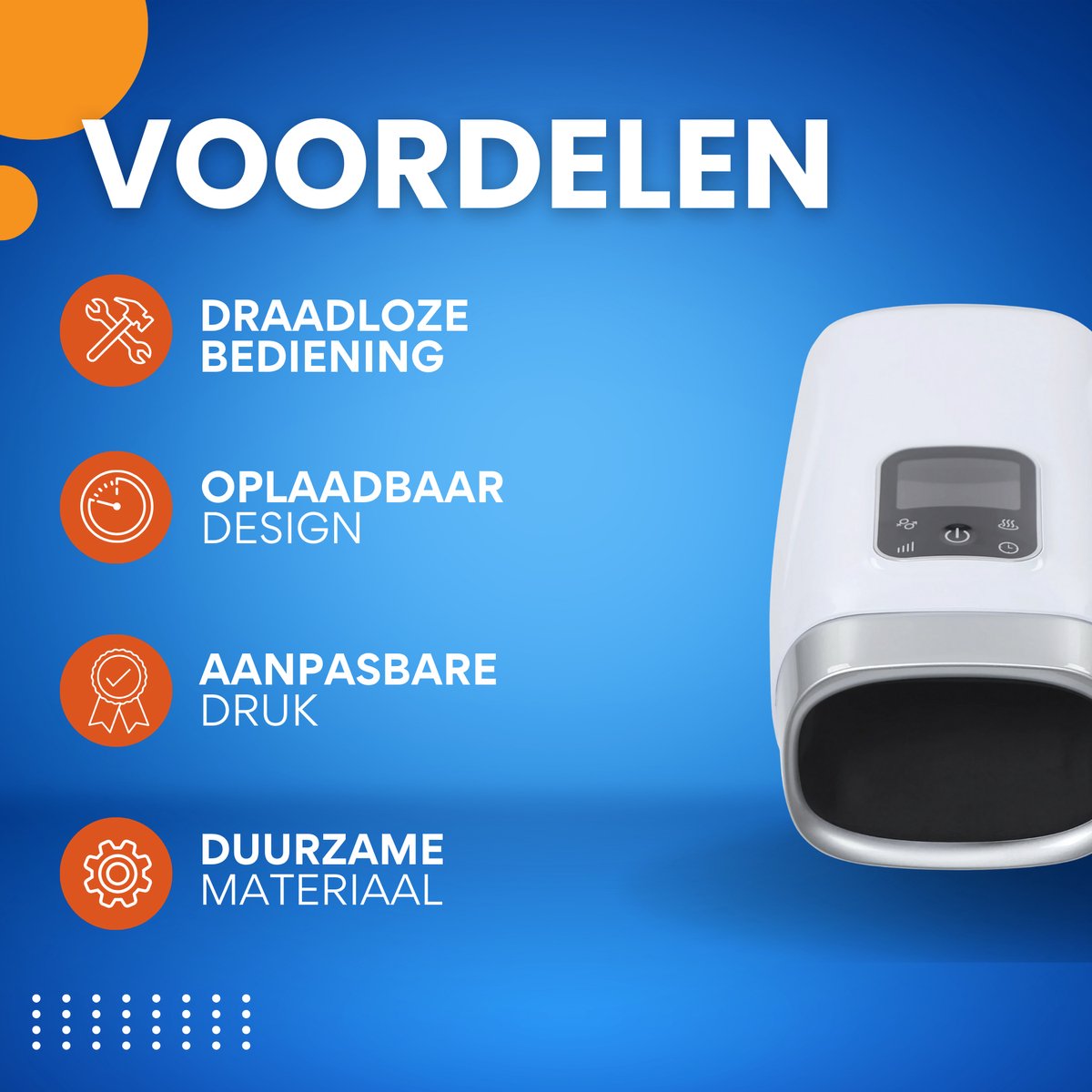 Handmassager - Voor Handtherapie en Ontspanning - Oplaadbaar met Compressie - Verwarming, 2 Modi en 8 Drukniveaus