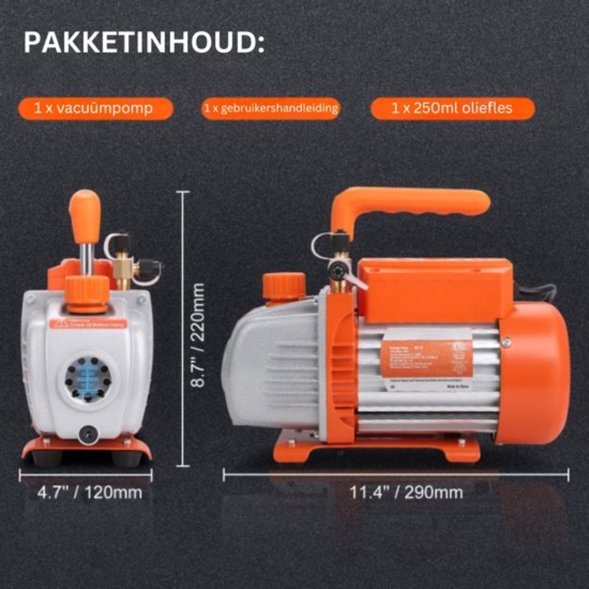 Vacuumpomp - Professioneel - Compact en Draagbaar - Oranje - Inclusief Hoogwaardige Accessoires