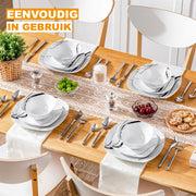 Belviano Serviesset - 12 delig - 4 persoons - Zebra - Dinerborden - Bordenset - Diepe borden - Ontbijtborden - Servies - Keukenservies