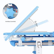 Kinderbureau met stoellade en leesstandaard - Voor kinderen, studietafel en stoel - Geschikt voor 3-10 jaar - Blauw - 66,5 x 50 x 54–76,5 cm