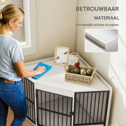 Hoek Hondenbench - Hondenkrat - Hondenkennel - Hoekvormig - Hondenhok - Voor Kleine & Middelgrote Honden - Wit