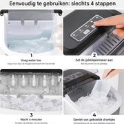 Ijsmachine - Aanrechtmodel - Voor snel ijs maken, 9 blokjes in 6 minuten - Zelfreinigende elektrische compacte drinkbare ijsmachine - 1,2 liter