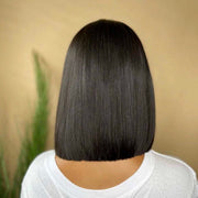 Happyment Pruiken Dames - Echt haar kort - Wasbaar & Kambaar - Bruin - 25 cm