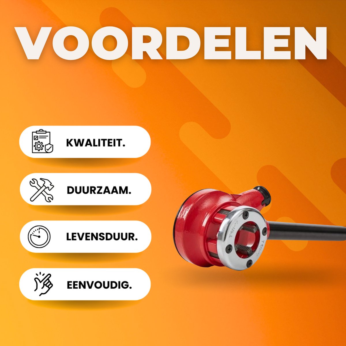 Pijpdraad snijgereedschap Set - 6-delig - Pijp snijder - Ratel snijdgereedsschap - 1/4" tot 1-1/4" NPT - In Koffer - Voor Water- & Gasleidingen