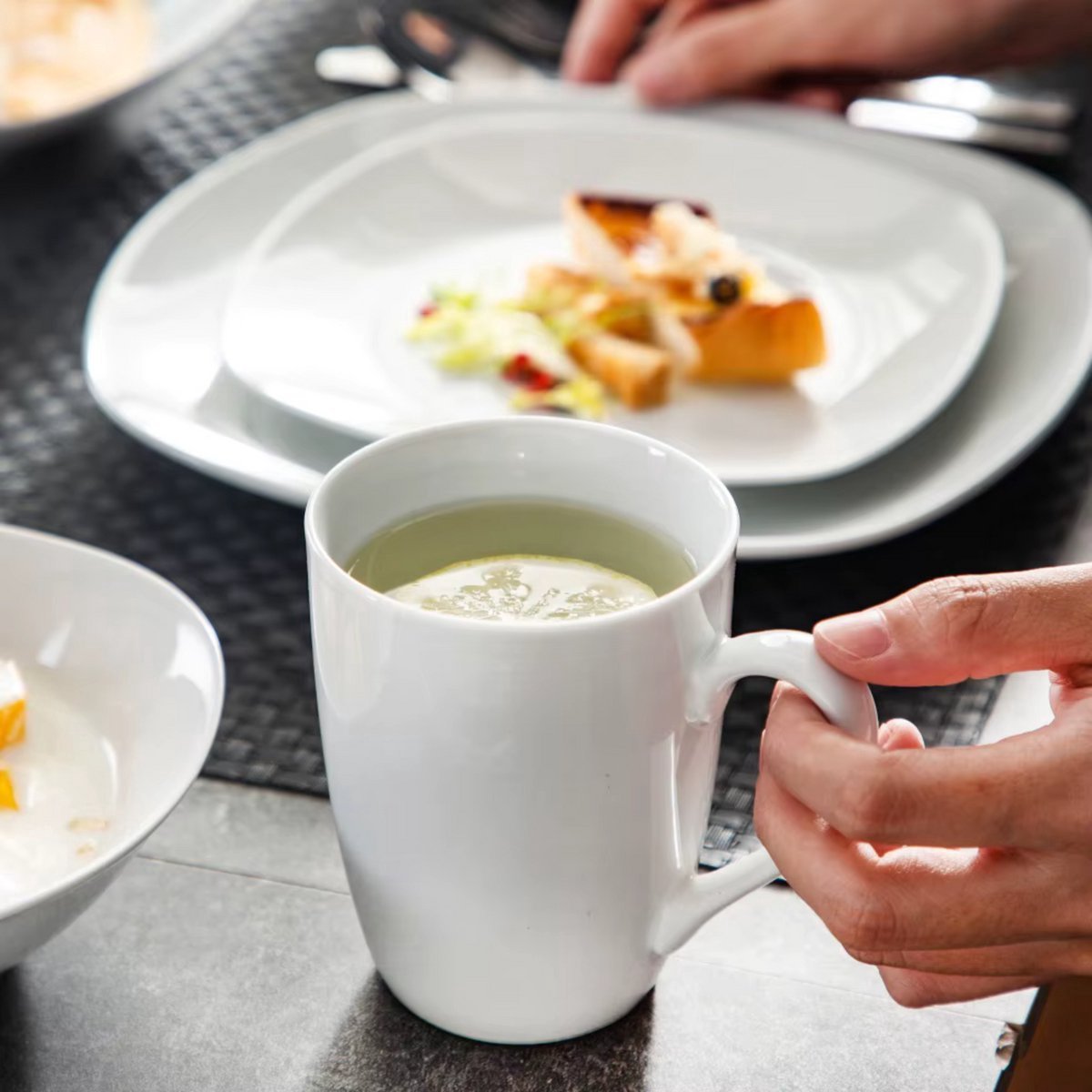 Grandeur Bordenset – Serviesset – 6 persoons - 50 delig – Wit Keramisch – Breakfast Plates – Elegant tafelservies