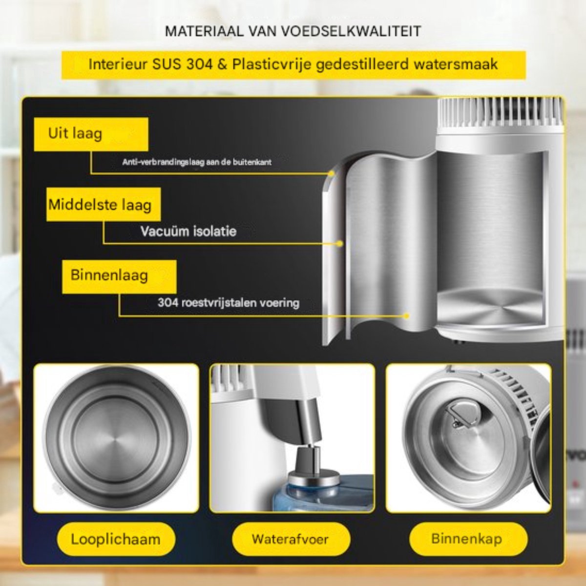 Happyment Destilleerapparaat 4L- Distiller - Destilleer Ketel - Destilleren - Waterontharder - Water - Vergister
