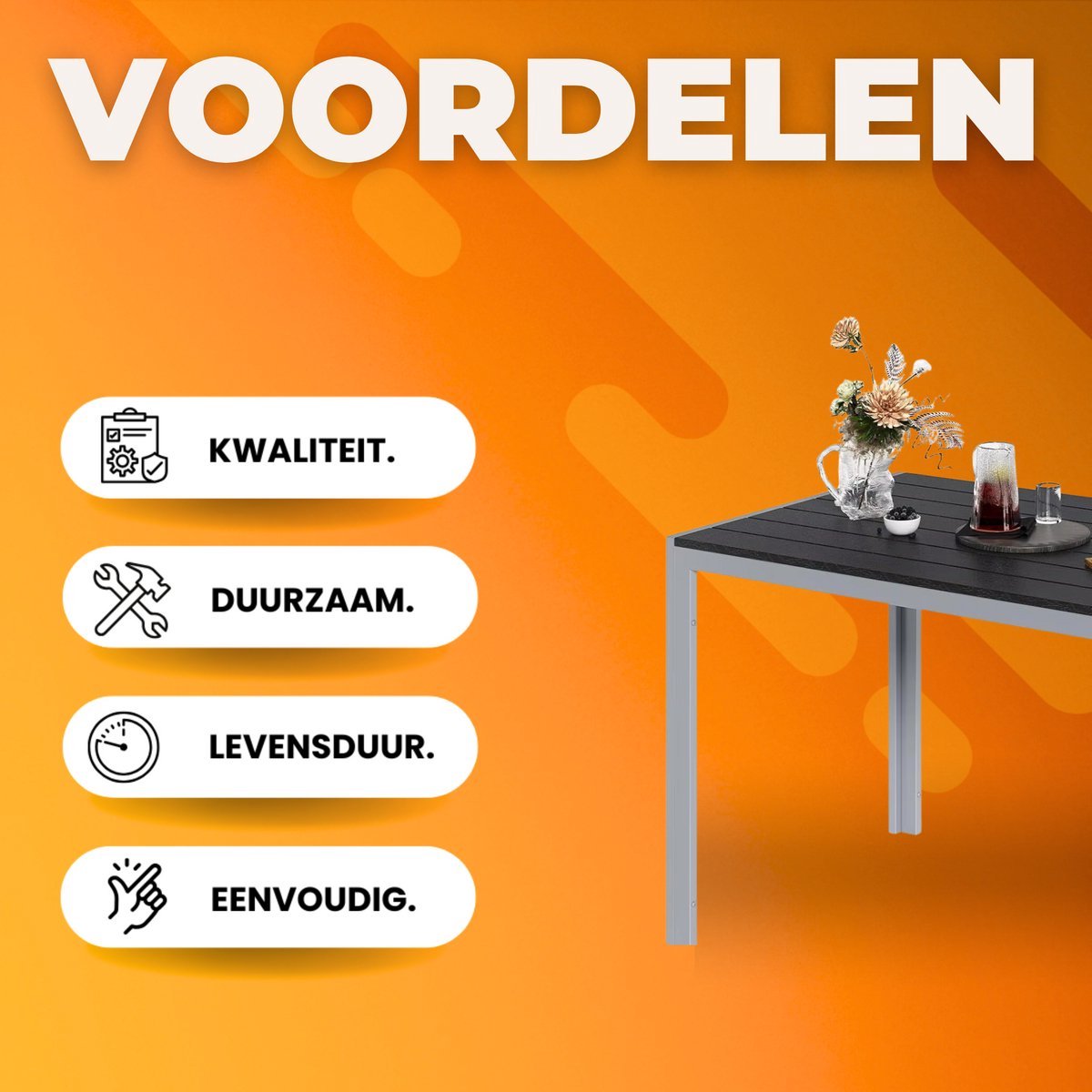 Tuintafel Valora - Buitentafel - Eettafel buiten - Outdoor - Voor Tuin & Terras - Rechthoekige Aluminium Tafel met Metalen Lattenbodem - 110x70x73 cm - Grijs