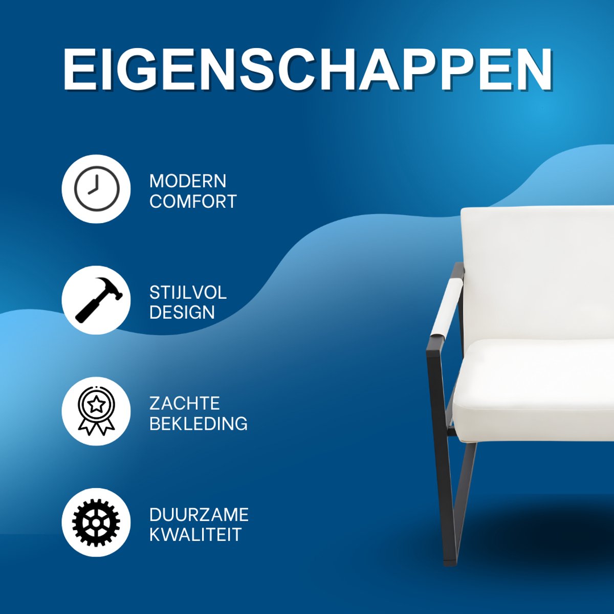 Fauteuil- Voor Woonkamer - Moderne Lounge - Stof /Wit