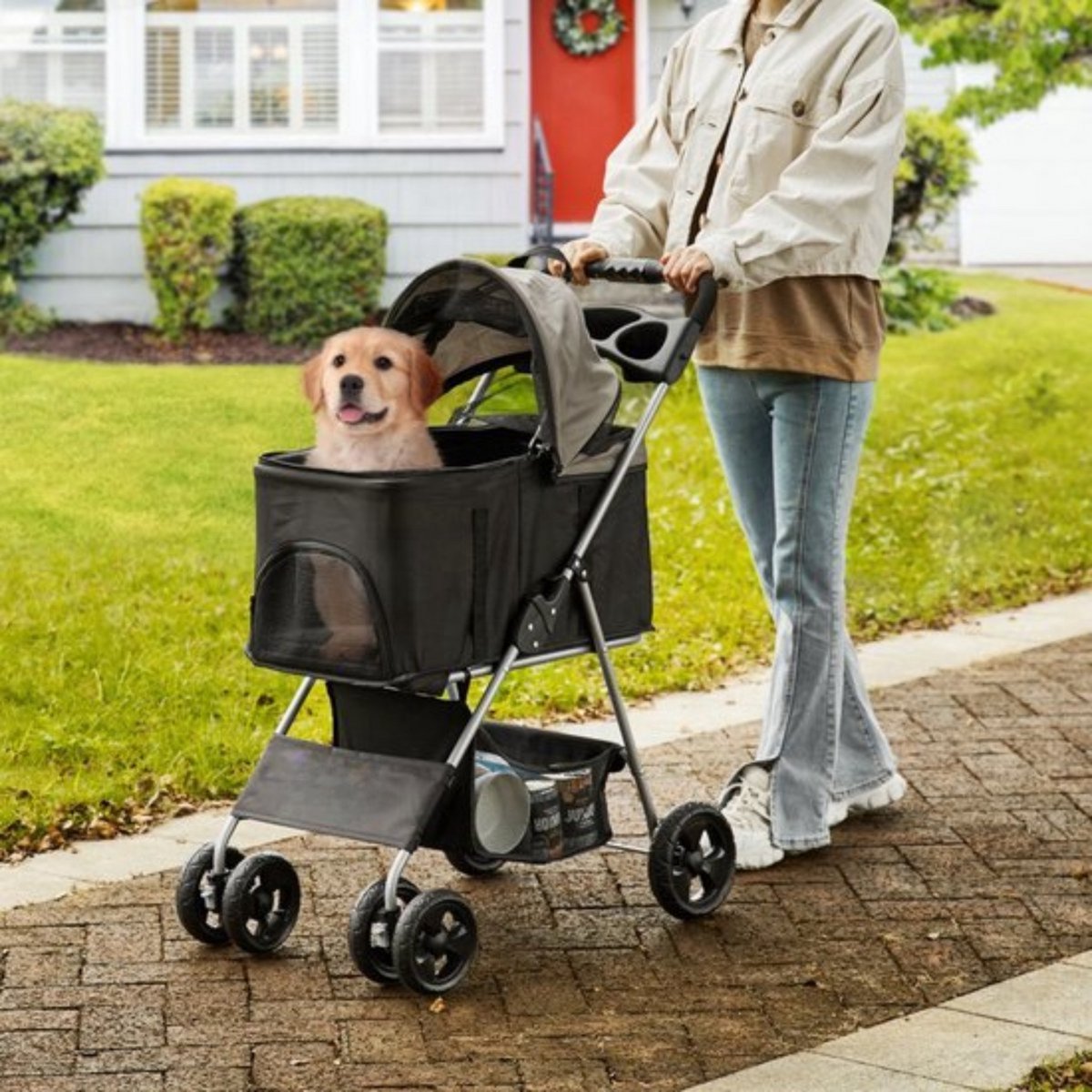 Hondenbuggy - Inklapbare Hondenkar - All terrain - Hondentrolley Aluminium - Huisdierentrolley - 20KG Laadvermogen