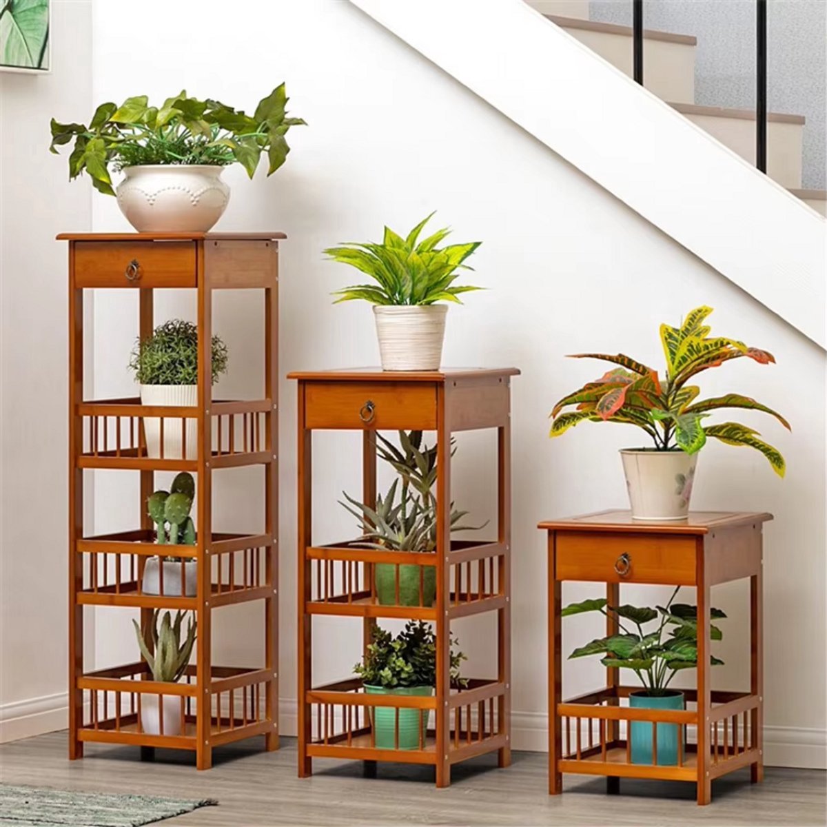 Opulence Rustiek Nachtkastje - Voor Slaapkamer of Woonkamer - Bijzettafeltje met Lade en Open Plank - Houtlook Afwerking - 78cm