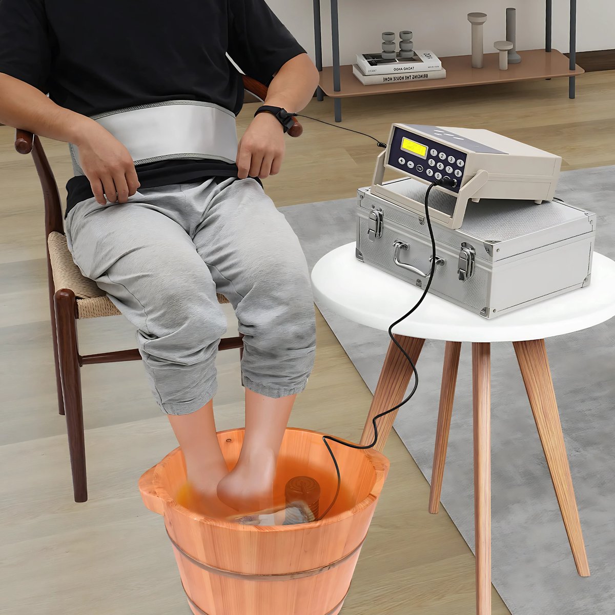 Ionisch Voetbad - Detox - Voor Thuisgebruik, Schoonheidssalons & Spa’s - Detoxfunctie met Polsband & Heupgordel - 3 Temperatuurniveaus