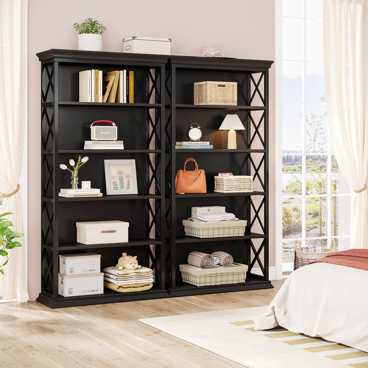 Boekenkast Luno - Bruin - Met 6 Lagen - Boekenrek Opbergrek - Voor Kantoor, Woonkamer of Slaapkamer