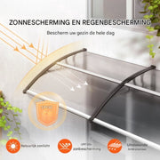 Voordeurluifel - Deurluifel - 199cm - Dakbedekking - Voordeur afdak - Polycarbonaat - UF50+ Zonweringsfolie - 965x1987mm