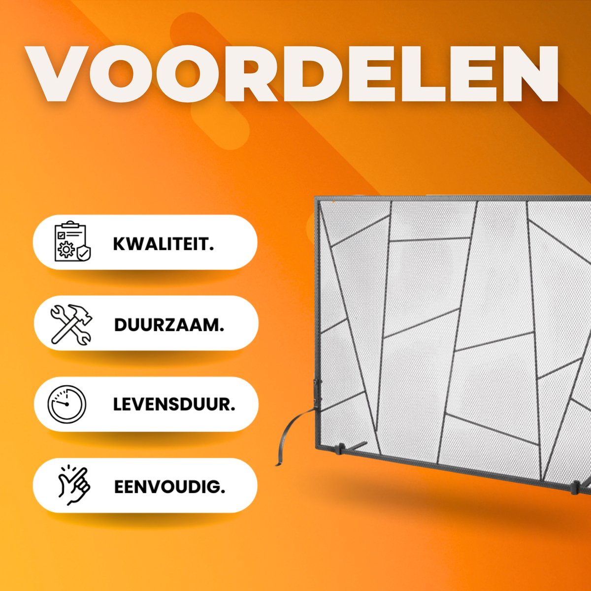 Haardscherm- Vonkenbeschermingsrooster - IJzeren Haardrooster - Ovenrooster 0-40°C