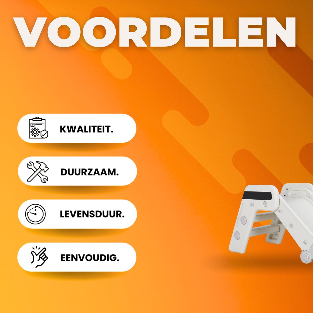 Glijbaan voor Kinderen - Buitenspeelgoed - Indoor & Outdoor Kinderplezierglijbaan - Dubbel Opvouwbaar, Voor Peuters van 1-3 Jaar - Geweldig Cadeau voor de Kleintjes - Wit & Grijs
