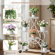 Metalen plantenstandaard Venetia - 6 plekken - Plantenrek - Plantentafel - Voor binnen & buitengebruik - Bloempothouder