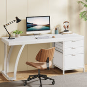 Computerbureau - Bureau met lades - Werktafel - Voor studeren of werken - 3 lades - Wit