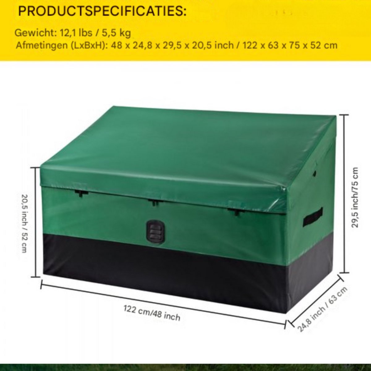 Opbergbox met deksel - 440L - Tuinbox - Buitenopbergbox - Kussenbox - Buiten - Opbergdoos - 1430x675x605mm - Waterdicht