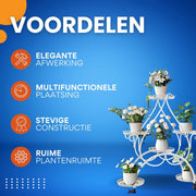 Plantenstandaard Venetia Vaylen - Metalen plantenstandaard - 6 plekken - Plantenrek - Plantentafel - Voor binnen & buitengebruik - Bloempothouder
