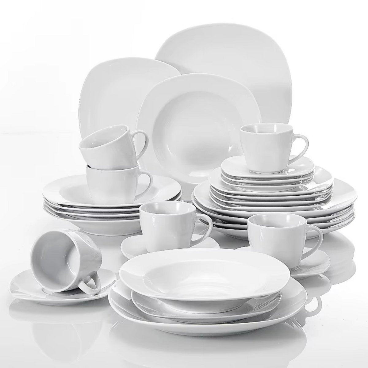Noble Dinerborden – Serviesset – 6 persoons – 30 delig – Wit Keramisch – Breakfast Plates – Stijlvol keramiek