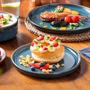 Lavish Ontbijtborden – 4 persoons – 12 delig – Blauw Keramisch – Dinerborden – Kleine Borden
