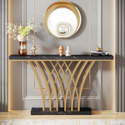 Consoletafel Luxery - 150cm - Sidetafel - Wandtafel - Haltafel - Zwart - Marmerlook - Voor Hal of woonkamer of Gang