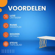Bureau Velano - Modern 180cm - Marmerlook Computerbureau - Voor Werk of Thuis