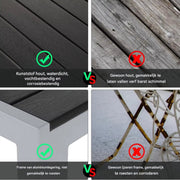 Tuintafel kunststof - 110cm - Zwart - Voor Balkon, Terras en Tuin - Aluminium frame - Rechthoek - Weerbestedng