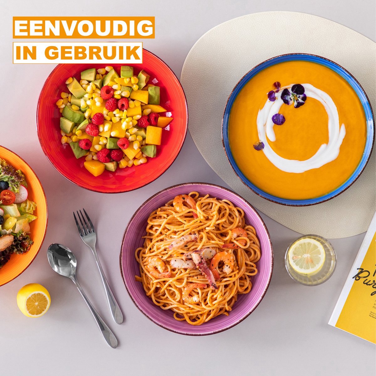 Verano Serviesset - 12 delig - 12 persoons - Mix kleuren - Dinerborden - Bordenset - Diepe borden - Ontbijtborden - Servies - Keukenservies